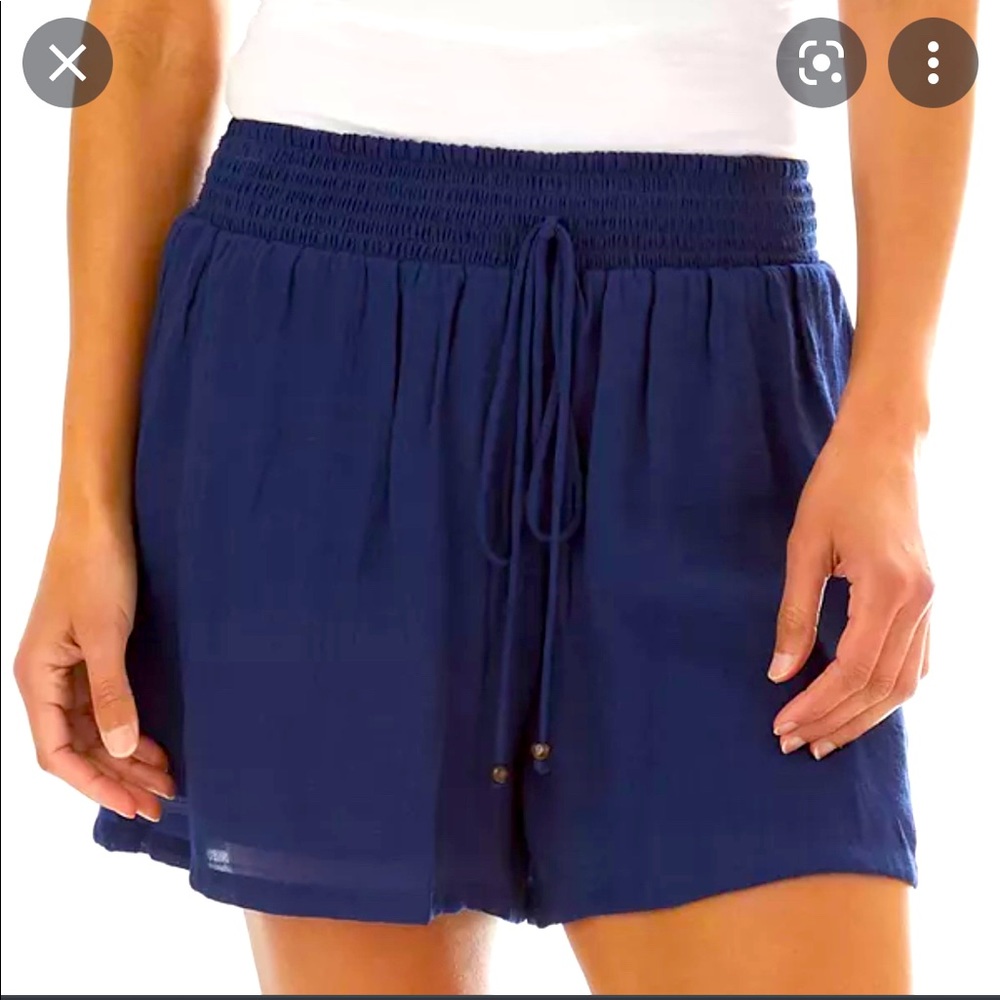 Women’s APT 9 Gauze Smocked Waisted Soft Shorts Navy Blue